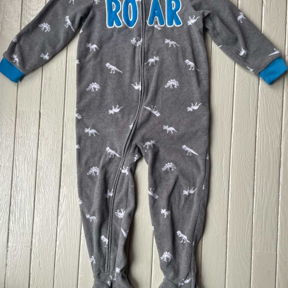 Baby Boys Dino Roar Fleece Footed Pajamas Size 3T - Picture 2 of 8